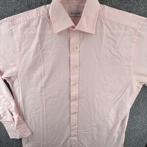 Balmain French Cuff Cotton Polyester 16 Pink Button Up Long Sleeve Shirt Solid